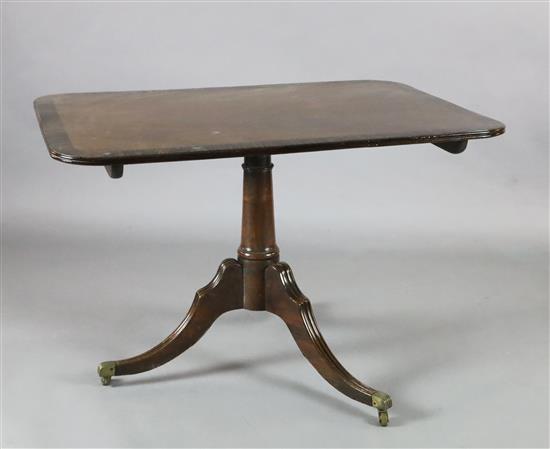 A Regency coromandel wood banded mahogany breakfast table, W.3ft 6in. D.2ft 6in. H.2ft 4in.